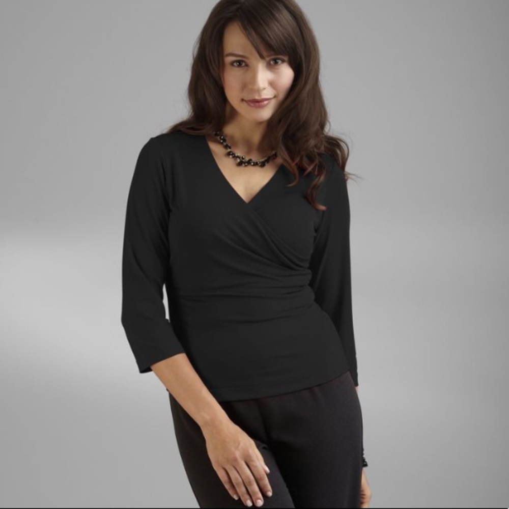Cintas Faux-Wrap Blouse Black
